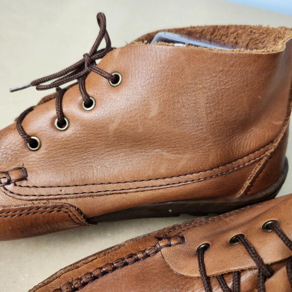 J Murphy Moccasins 9M Brown Leather Lace-Up Low Top Johnston & Murphy Casual - Picture 6 of 9